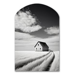 Black And White Barn Minimalism Country Charm I - Asymmetric Metal Wall Art