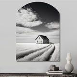 Black And White Barn Minimalism Country Charm I - Asymmetric Metal Wall Art