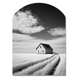 Black And White Barn Minimalism Country Charm I - Asymmetric Metal Wall Art