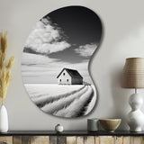 Black And White Barn Minimalism Country Charm I - Asymmetric Metal Wall Art