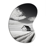 Black And White Barn Minimalism Country Charm I - Asymmetric Metal Wall Art