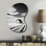 Black And White Barn Minimalism Country Charm I - Asymmetric Metal Wall Art