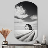 Black And White Barn Minimalism Country Charm I - Asymmetric Metal Wall Art