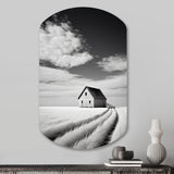 Black And White Barn Minimalism Country Charm I - Asymmetric Metal Wall Art