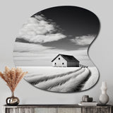 Black And White Barn Minimalism Country Charm I - Asymmetric Metal Wall Art