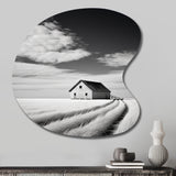 Black And White Barn Minimalism Country Charm I - Asymmetric Metal Wall Art