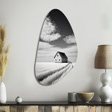 Black And White Barn Minimalism Country Charm I - Asymmetric Metal Wall Art