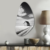 Black And White Barn Minimalism Country Charm I - Asymmetric Metal Wall Art