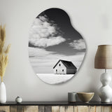 Black And White Barn Minimalism Country Charm I - Asymmetric Metal Wall Art