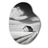 Black And White Barn Minimalism Country Charm I - Asymmetric Metal Wall Art