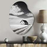 Black And White Barn Minimalism Country Charm I - Asymmetric Metal Wall Art