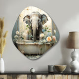 Bathroom Elephant Escape III - Asymmetric Metal Wall Art