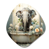 Bathroom Elephant Escape III - Asymmetric Metal Wall Art