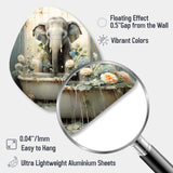 Bathroom Elephant Escape III - Asymmetric Metal Wall Art