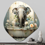 Bathroom Elephant Escape III - Asymmetric Metal Wall Art