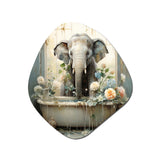 Bathroom Elephant Escape III - Asymmetric Metal Wall Art