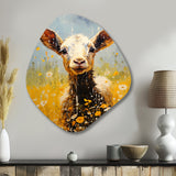 Cute Goat Portrait In Meadow I - Asymmetric Metal Wall Art