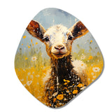 Cute Goat Portrait In Meadow I - Asymmetric Metal Wall Art