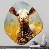 Cute Goat Portrait In Meadow I - Asymmetric Metal Wall Art