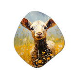 Cute Goat Portrait In Meadow I - Asymmetric Metal Wall Art