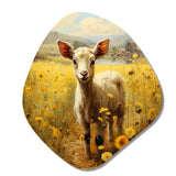 Cute Goat Portrait In Meadow II - Asymmetric Metal Wall Art