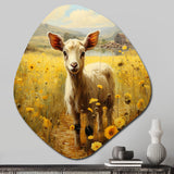 Cute Goat Portrait In Meadow II - Asymmetric Metal Wall Art