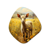 Cute Goat Portrait In Meadow II - Asymmetric Metal Wall Art