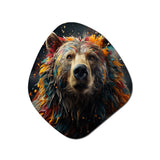 Multicolor Grizzly Bear Grace - Asymmetric Metal Wall Art