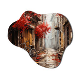 Crimson Ride Red Flowers I - Asymmetric Metal Wall Art