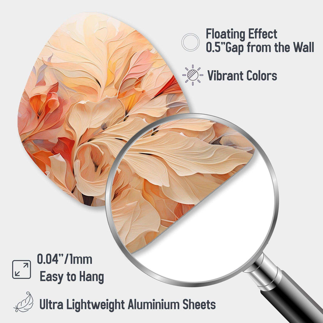 Minimalism Peach Flowers - Asymmetric Metal Wall Art