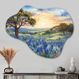 Blue Bonnets Sunset - Asymmetric Metal Wall Art