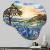 Blue Bonnets Sunset - Asymmetric Metal Wall Art