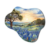 Blue Bonnets Sunset - Asymmetric Metal Wall Art