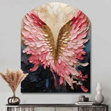 Pink And Gold Angel Wings - Asymmetric Metal Wall Art