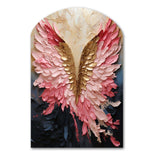 Pink And Gold Angel Wings - Asymmetric Metal Wall Art