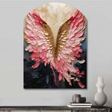 Pink And Gold Angel Wings - Asymmetric Metal Wall Art