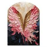 Pink And Gold Angel Wings - Asymmetric Metal Wall Art