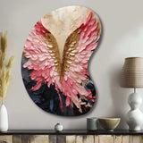 Pink And Gold Angel Wings - Asymmetric Metal Wall Art