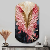 Pink And Gold Angel Wings - Asymmetric Metal Wall Art