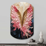 Pink And Gold Angel Wings - Asymmetric Metal Wall Art