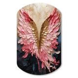 Pink And Gold Angel Wings - Asymmetric Metal Wall Art