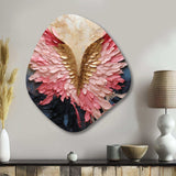 Pink And Gold Angel Wings - Asymmetric Metal Wall Art