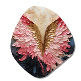 Pink And Gold Angel Wings - Asymmetric Metal Wall Art