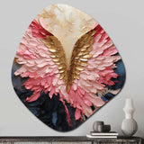 Pink And Gold Angel Wings - Asymmetric Metal Wall Art