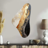 Minimalism Chrome Gold And Black Poteries - Asymmetric Metal Wall Art