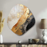 Minimalism Chrome Gold And Black Poteries - Asymmetric Metal Wall Art