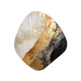 Minimalism Chrome Gold And Black Poteries - Asymmetric Metal Wall Art