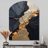 Minimalism Chrome Gold And Black Poteries II - Asymmetric Metal Wall Art