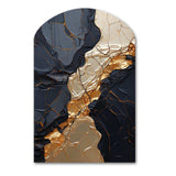 Minimalism Chrome Gold And Black Poteries II - Asymmetric Metal Wall Art