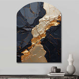 Minimalism Chrome Gold And Black Poteries II - Asymmetric Metal Wall Art